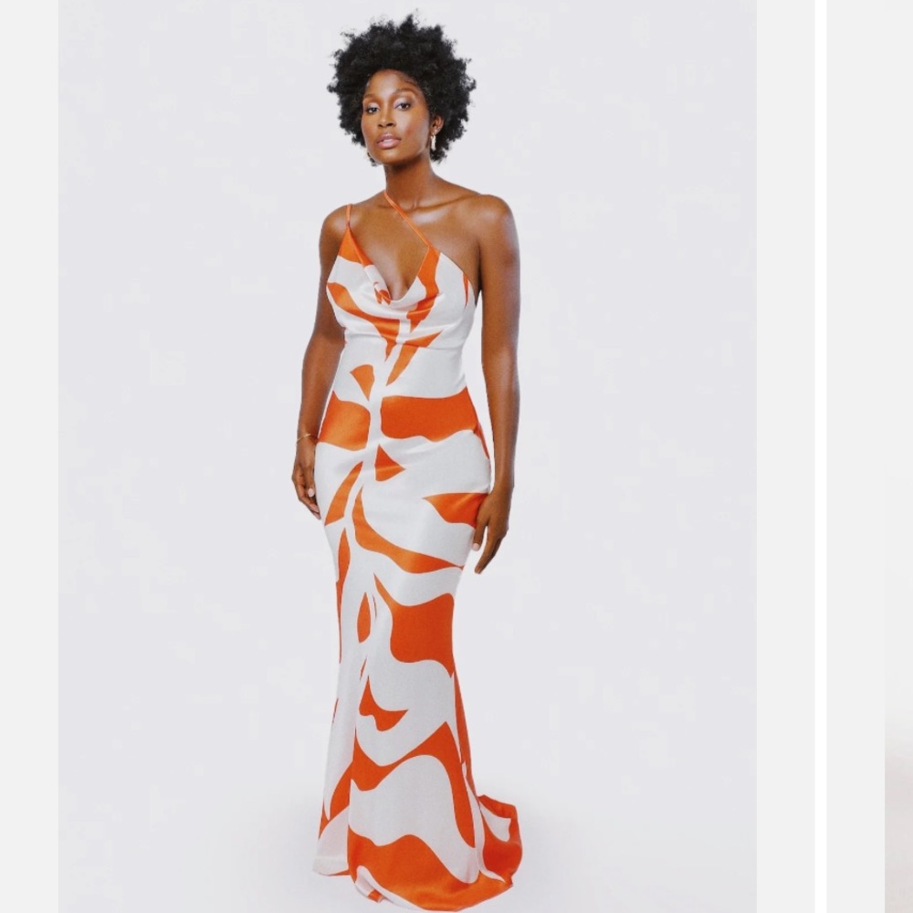 Hanifa Lola dress orange and white